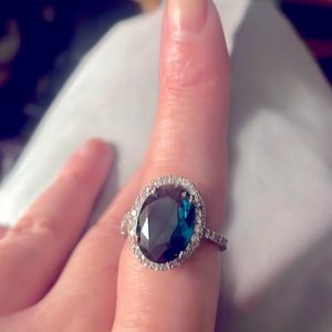 Sterling silver Blue & white CZ ring